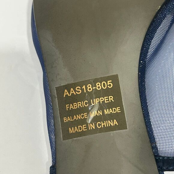 David Tate Slingback Heels Women’s Size 8.5W Color Navy Open Toe Foxy Sandals - Picture 7 of 11